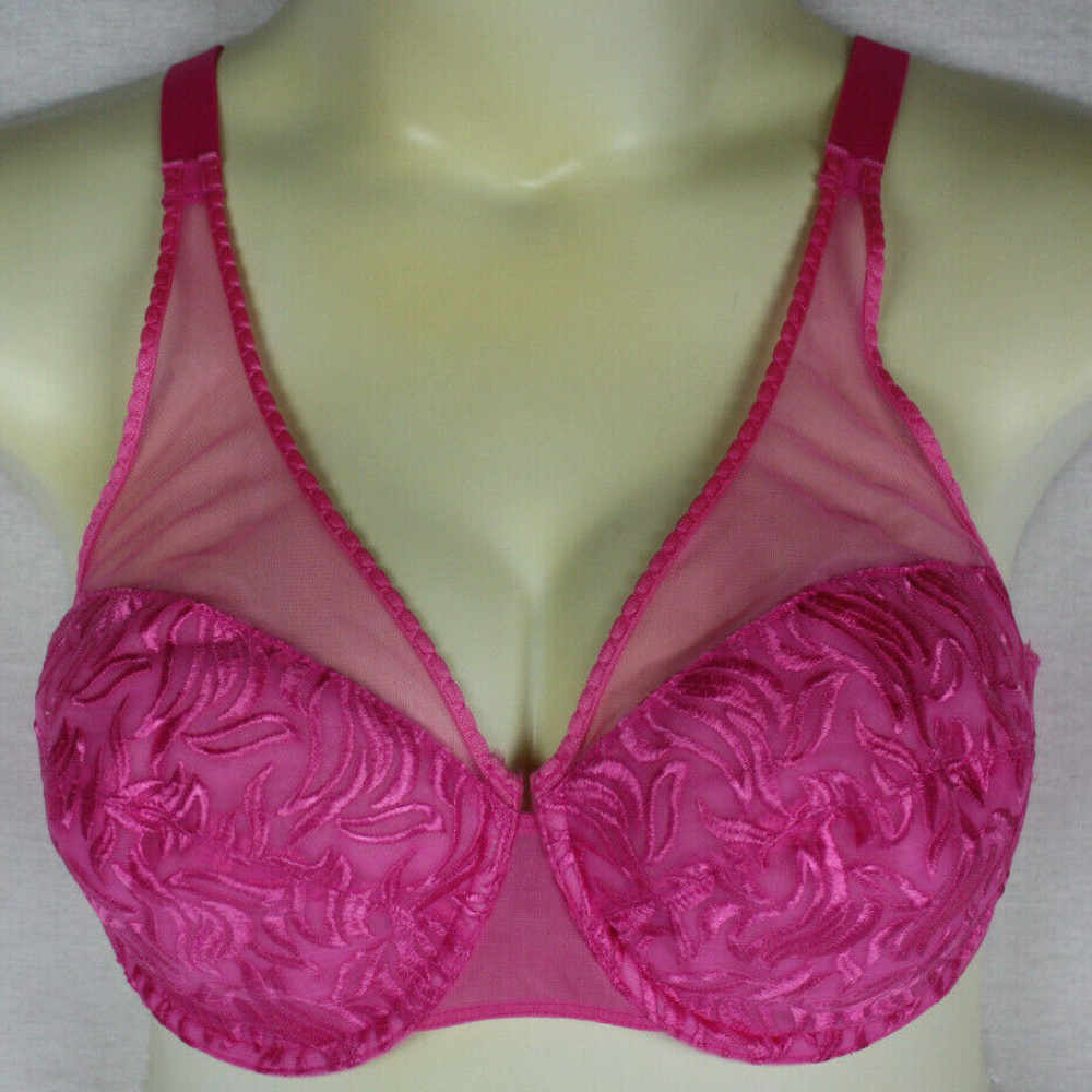Playtex 7526 Embroidered Lace UW Bra 40 C Pink
